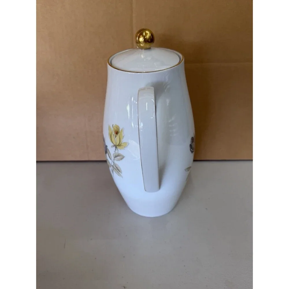 Vintage Seltmann Weiden K Bavaria Porcelain Gold Rimmed Floral Coffee/Tea Pot